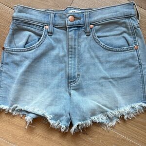 Wrangler Light Blue Frayed Hem Denim Shorts